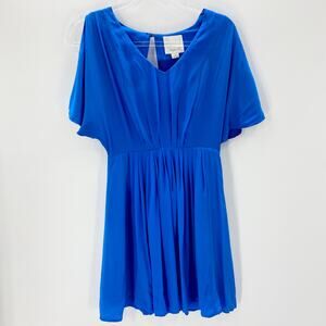 ARYN K Silk Dress Size S Open Back Split Sleeve Royal Cobalt Silk Mini Summer